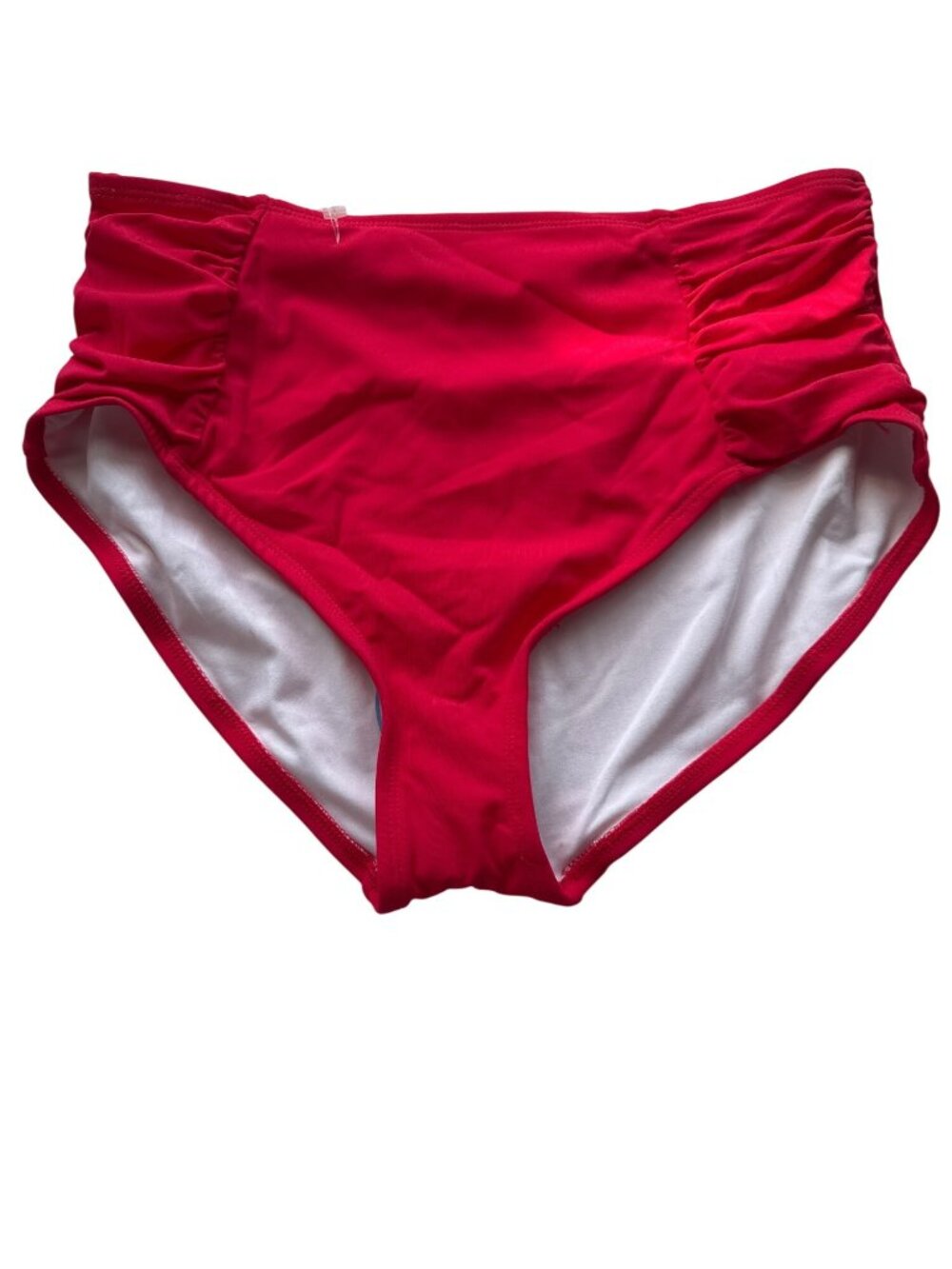 Kim Rogers High Waist Ruched Bikini Bottom Red M Swim Brief Mix Match Beach